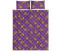 Purple Pizza Pattern Print Quilt Bed Set