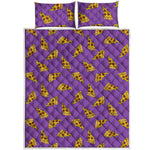 Purple Pizza Pattern Print Quilt Bed Set
