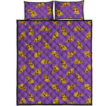Purple Pizza Pattern Print Quilt Bed Set