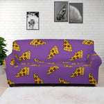 Purple Pizza Pattern Print Sofa Cover