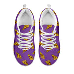 Purple Pizza Pattern Print White Sneakers