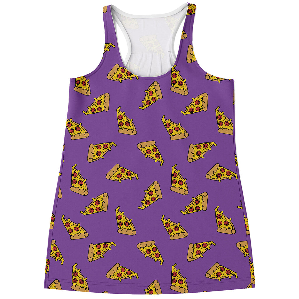 Purple Pizza Pattern Print Women's Racerback Tank Top