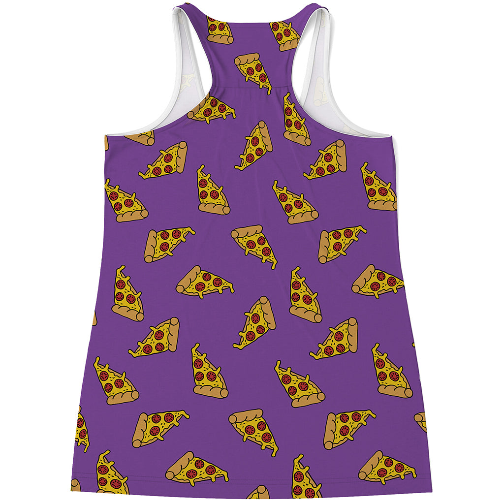 Purple Pizza Pattern Print Women's Racerback Tank Top