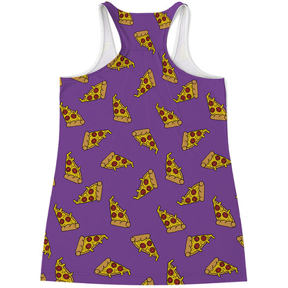 Purple Pizza Pattern Print Women's Racerback Tank Top