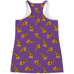 Purple Pizza Pattern Print Women's Racerback Tank Top