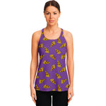 Purple Pizza Pattern Print Women's Racerback Tank Top