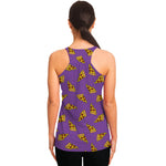 Purple Pizza Pattern Print Women's Racerback Tank Top