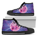 Purple Plasma Ball Print Black High Top Shoes