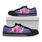 Purple Plasma Ball Print Black Low Top Shoes