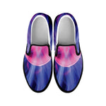 Purple Plasma Ball Print Black Slip On Shoes