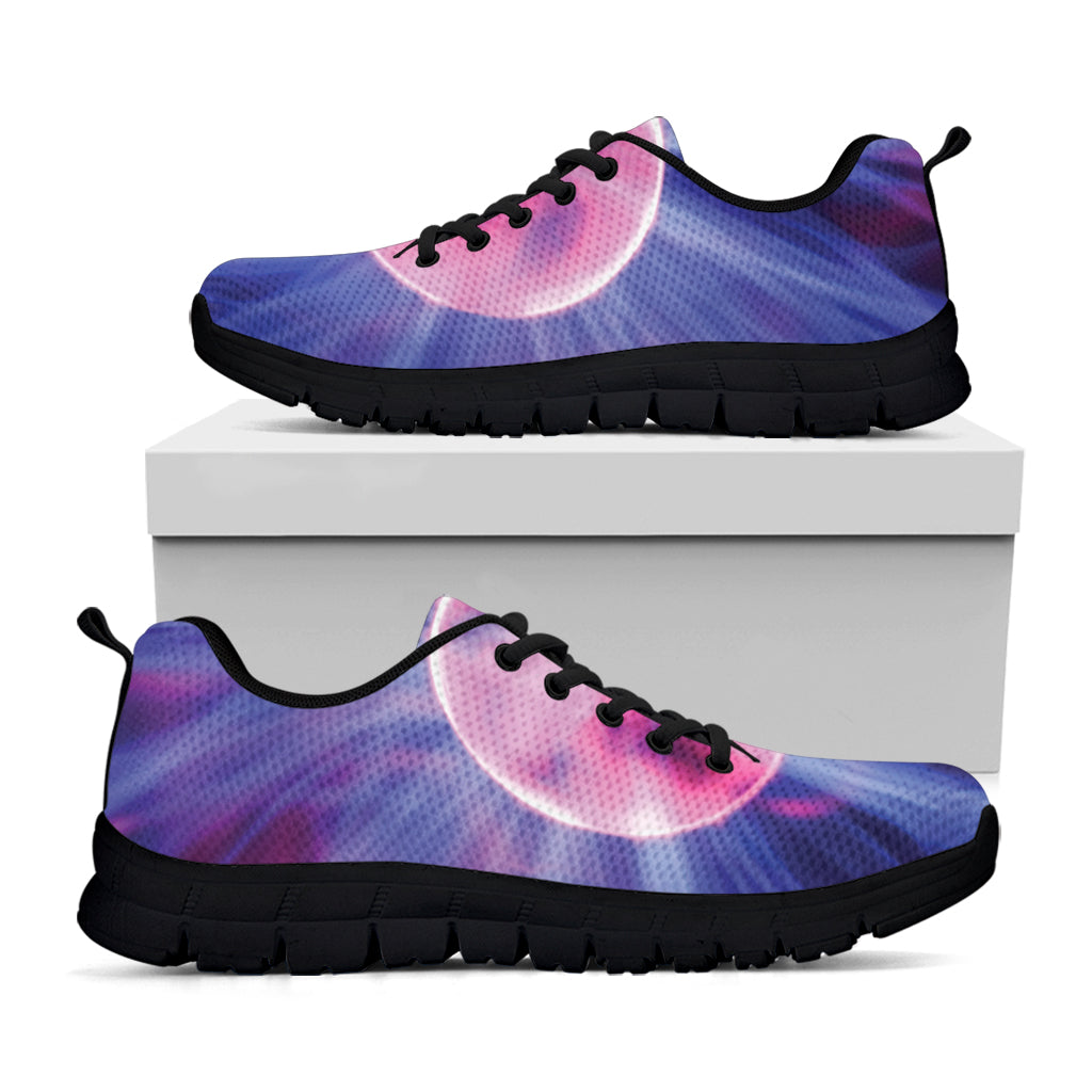 Purple Plasma Ball Print Black Sneakers