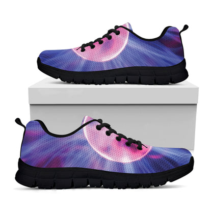 Purple Plasma Ball Print Black Sneakers