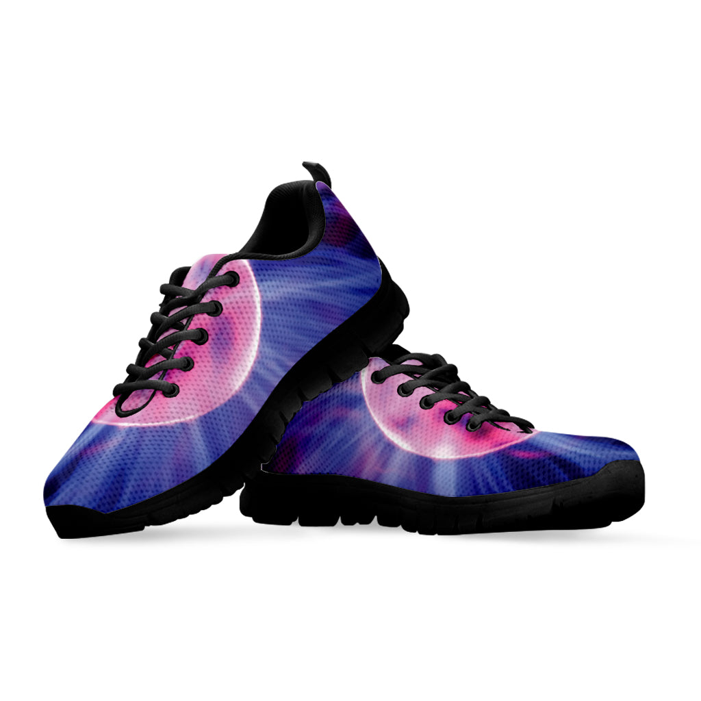 Purple Plasma Ball Print Black Sneakers