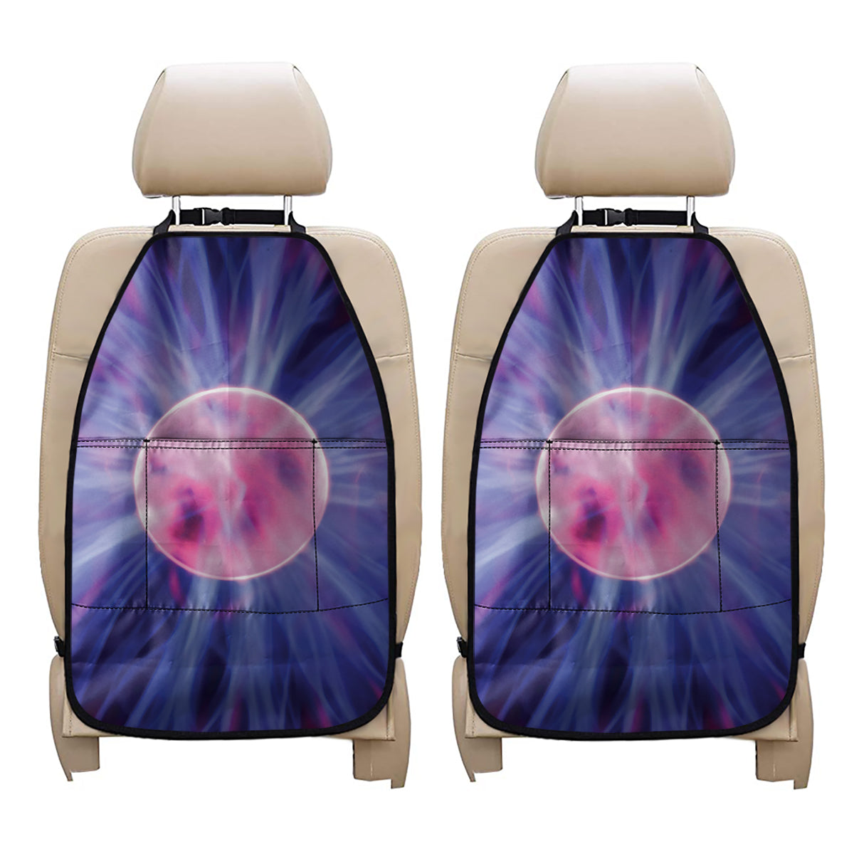 Purple Plasma Ball Print Car Seat Organizers