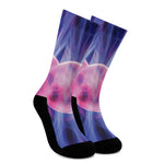 Purple Plasma Ball Print Crew Socks