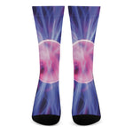 Purple Plasma Ball Print Crew Socks