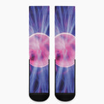 Purple Plasma Ball Print Crew Socks