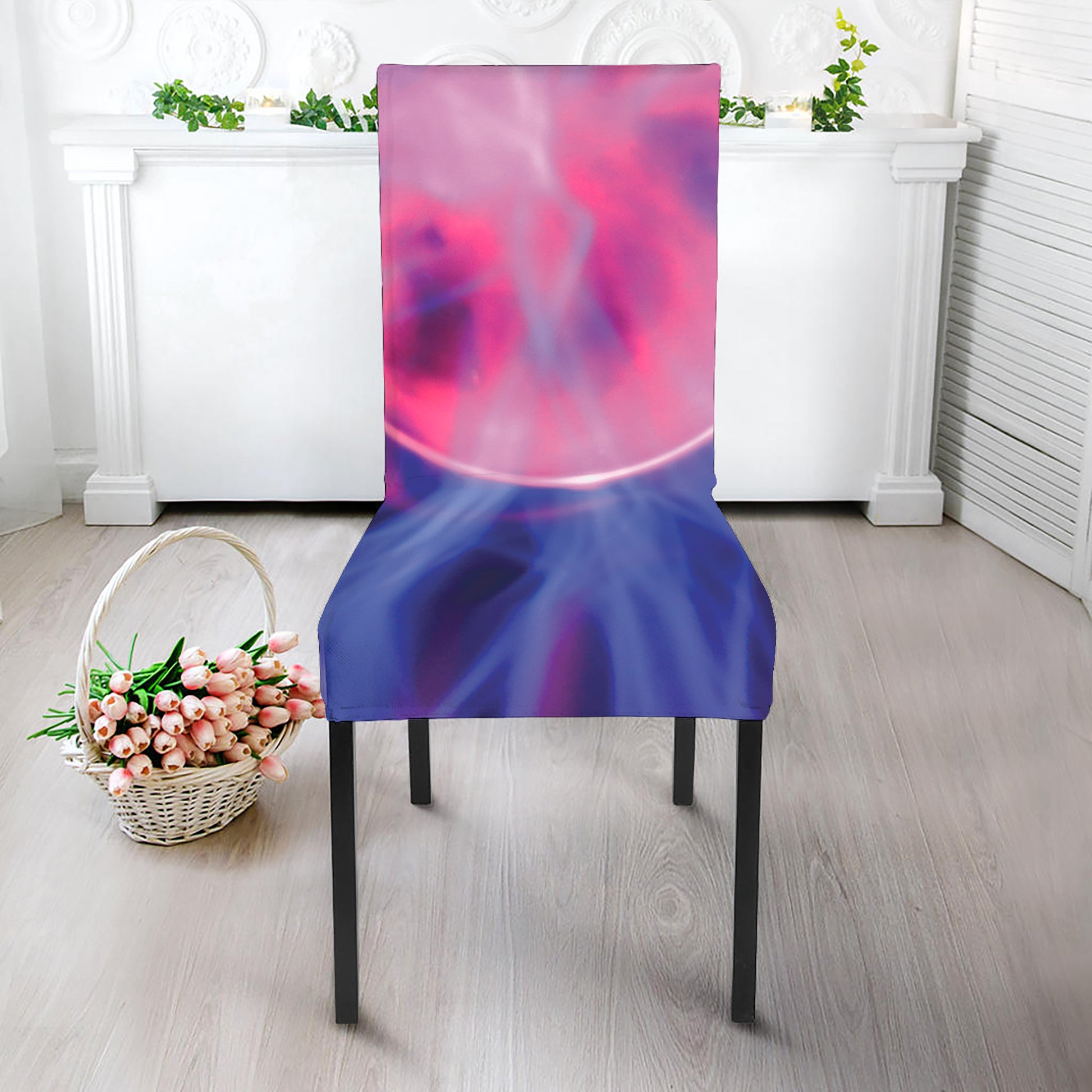 Purple Plasma Ball Print Dining Chair Slipcover