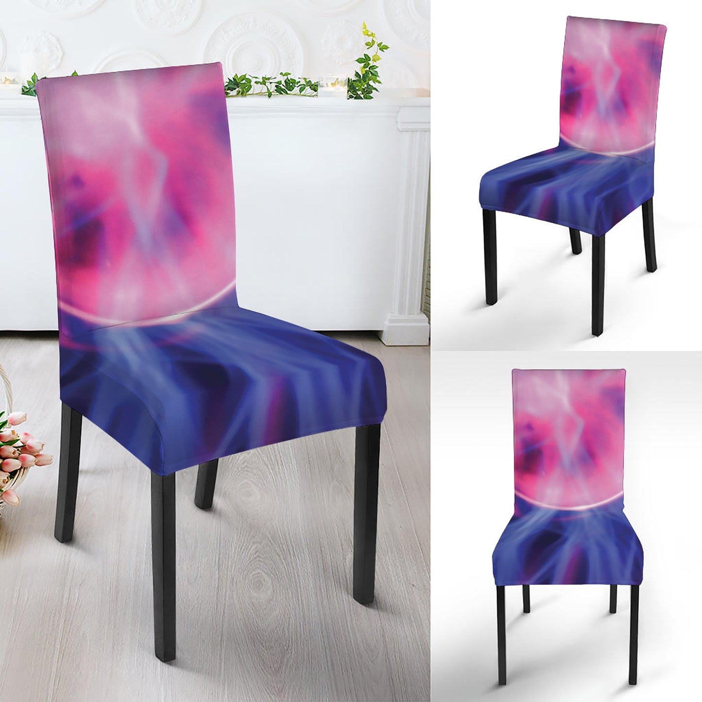 Purple Plasma Ball Print Dining Chair Slipcover
