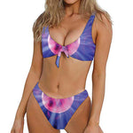 Purple Plasma Ball Print Front Bow Tie Bikini