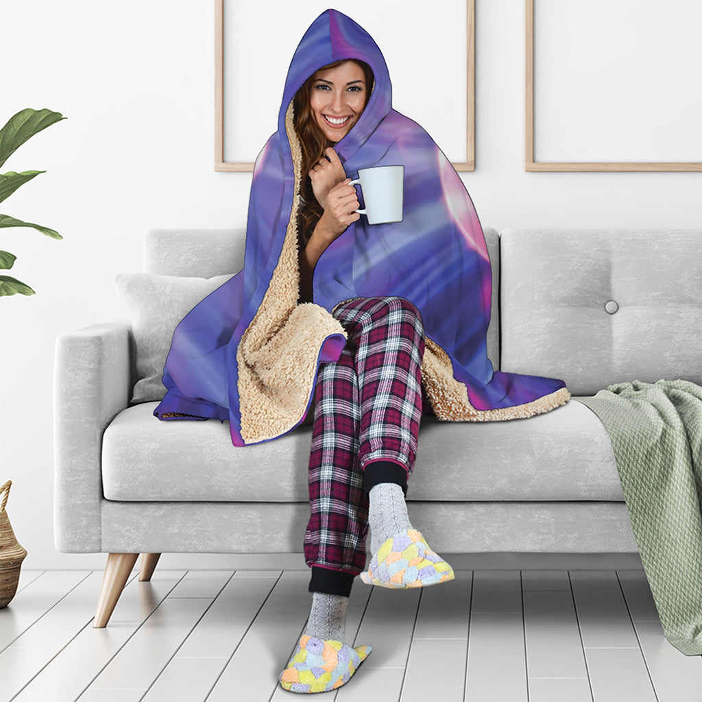 Purple Plasma Ball Print Hooded Blanket