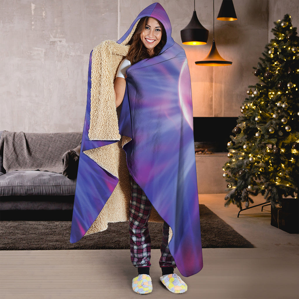 Purple Plasma Ball Print Hooded Blanket