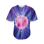Purple Plasma Ball Print Men's Baseball Jersey