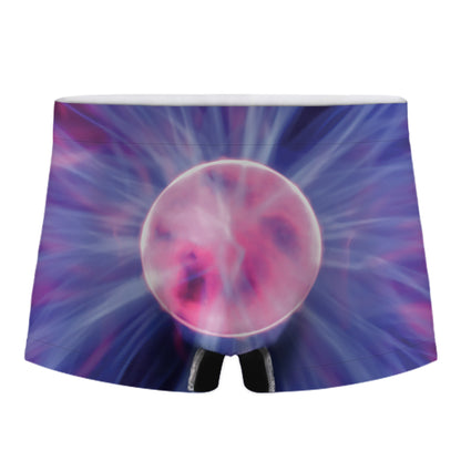 Purple Plasma Ball Print Men's Boxer Briefs