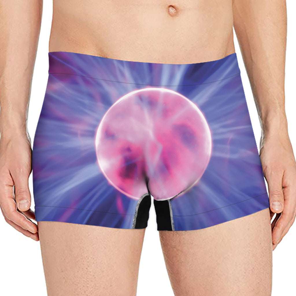Purple Plasma Ball Print Men's Boxer Briefs