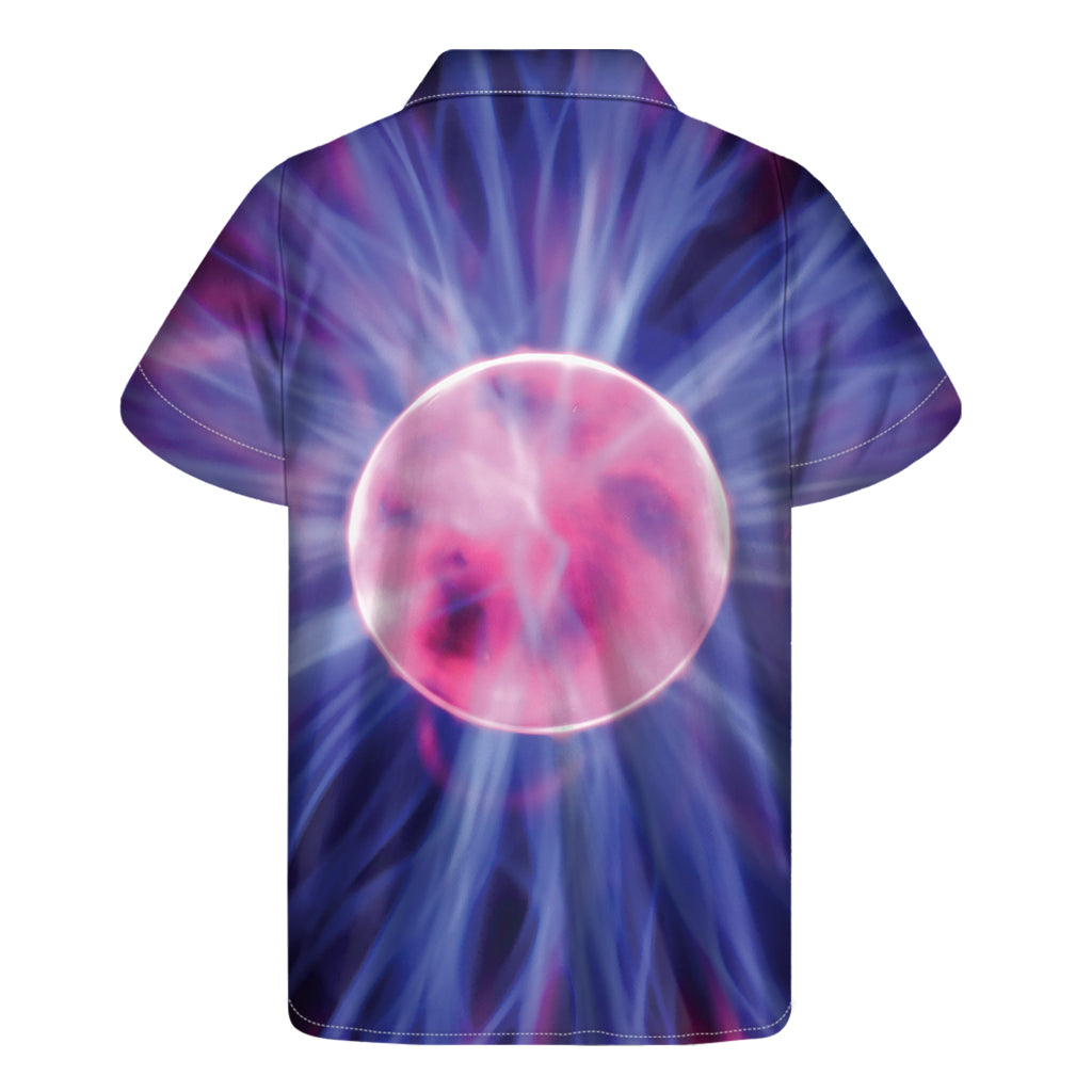 Purple Plasma Ball Print Men's Short Sleeve Shirt