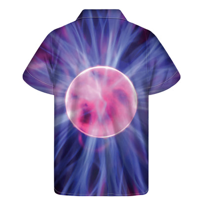 Purple Plasma Ball Print Men's Short Sleeve Shirt