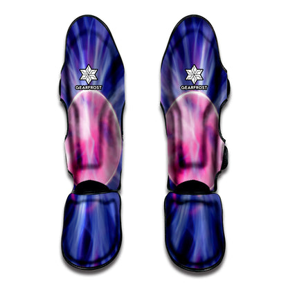 Purple Plasma Ball Print Muay Thai Shin Guard