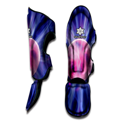 Purple Plasma Ball Print Muay Thai Shin Guard