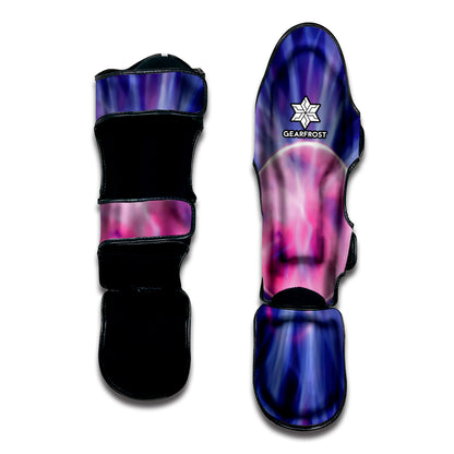 Purple Plasma Ball Print Muay Thai Shin Guard