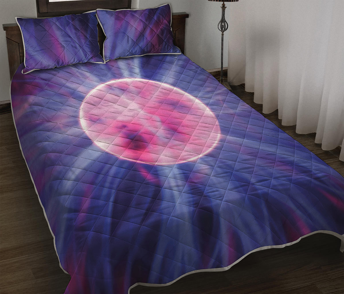Purple Plasma Ball Print Quilt Bed Set