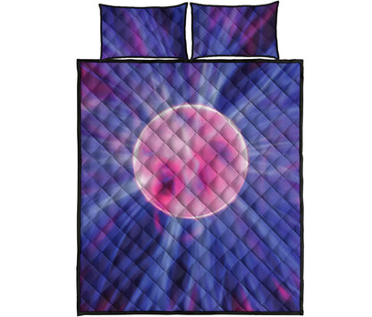 Purple Plasma Ball Print Quilt Bed Set