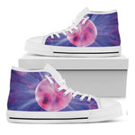 Purple Plasma Ball Print White High Top Shoes