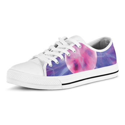 Purple Plasma Ball Print White Low Top Shoes