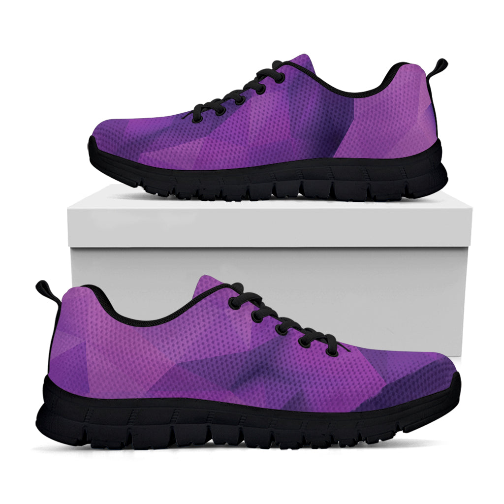 Purple Polygonal Geometric Print Black Sneakers