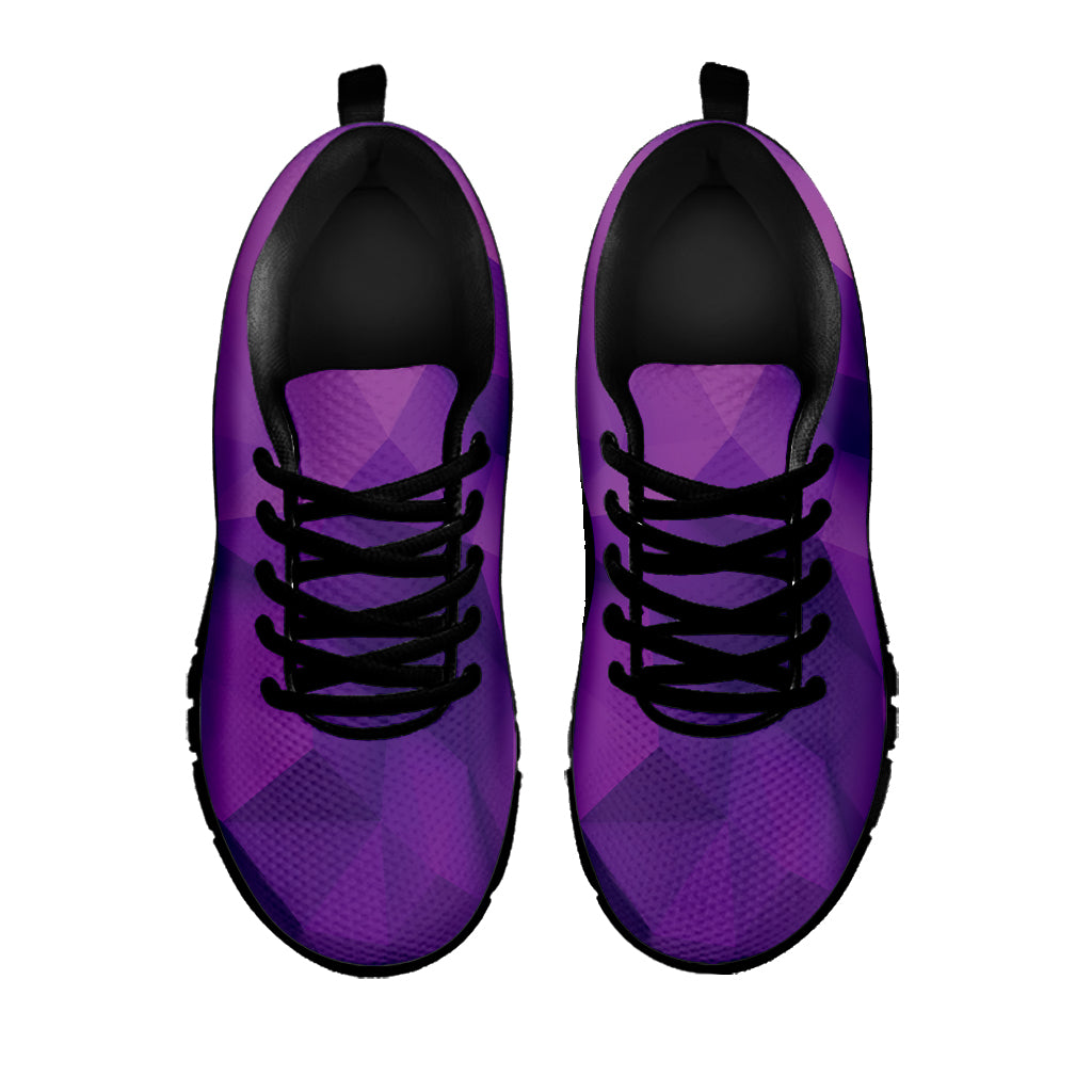 Purple Polygonal Geometric Print Black Sneakers