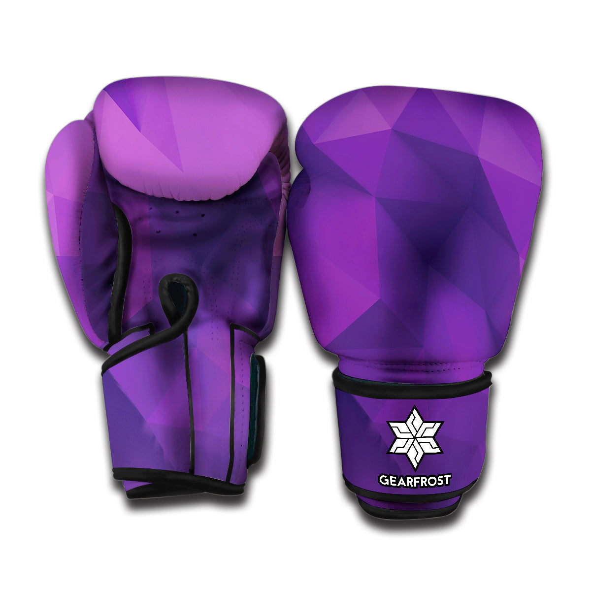 Purple Polygonal Geometric Print Boxing Gloves