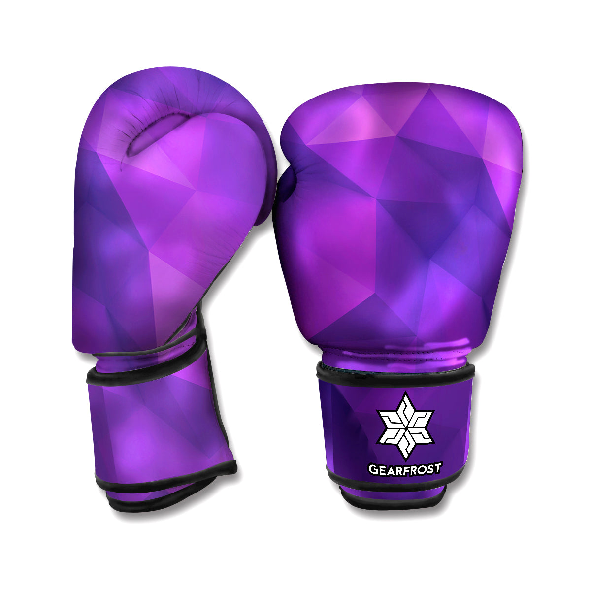 Purple Polygonal Geometric Print Boxing Gloves