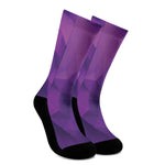 Purple Polygonal Geometric Print Crew Socks
