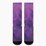 Purple Polygonal Geometric Print Crew Socks