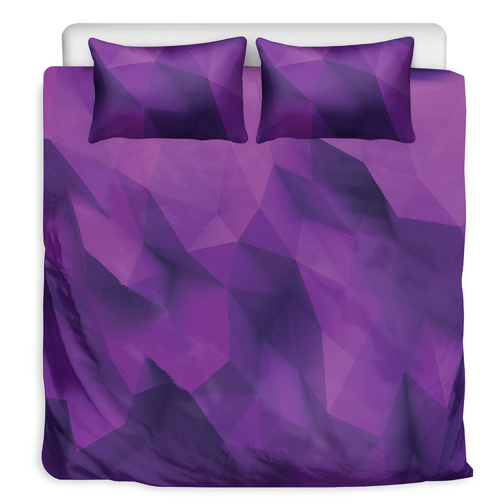 Purple Polygonal Geometric Print Duvet Cover Bedding Set
