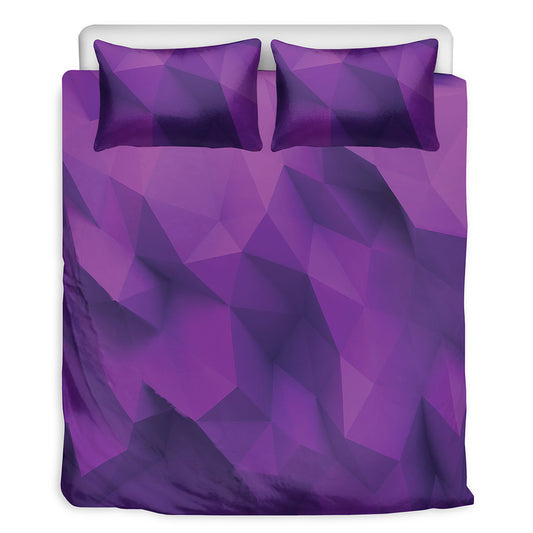 Purple Polygonal Geometric Print Duvet Cover Bedding Set