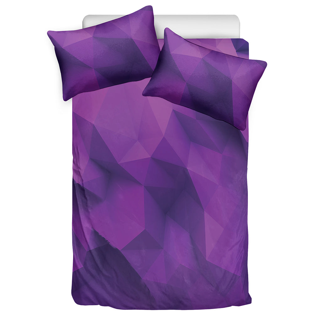 Purple Polygonal Geometric Print Duvet Cover Bedding Set