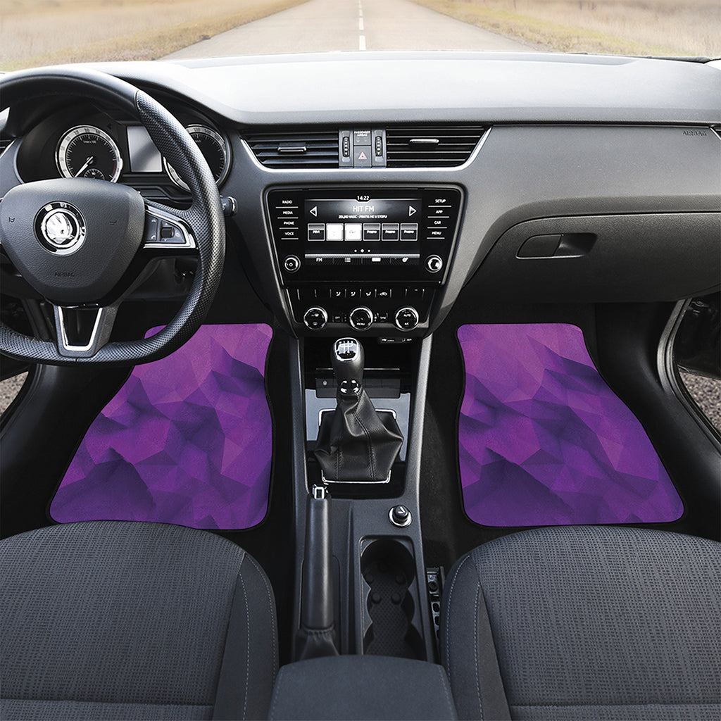 Purple Polygonal Geometric Print Front and Back Car Floor Mats