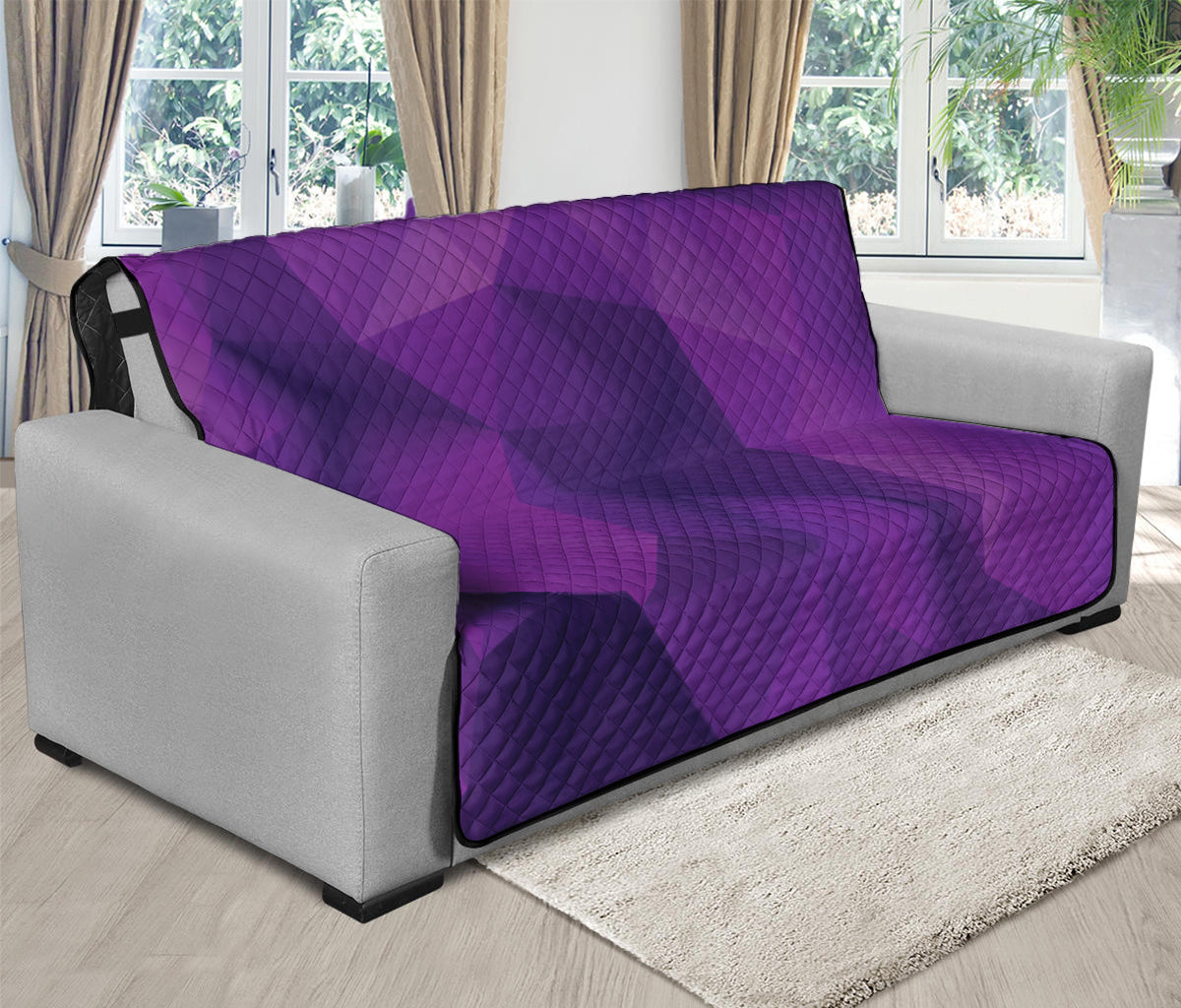 Purple Polygonal Geometric Print Futon Protector