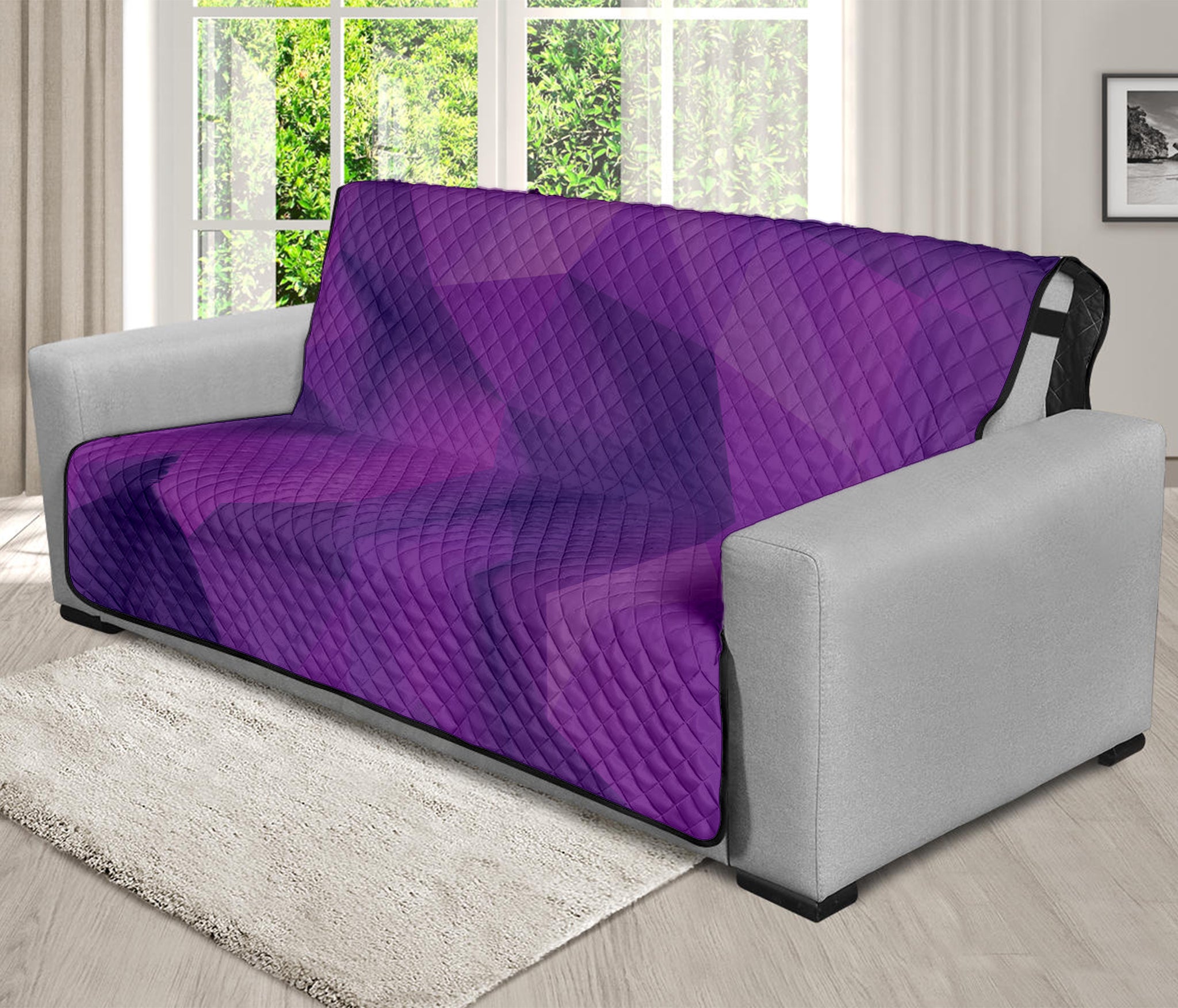 Purple Polygonal Geometric Print Futon Protector